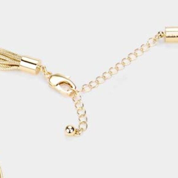 Metal Chain Multi Layered Gold Necklace NWT - Picture 3 of 6